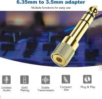 Adaptador de auriculares 6,35mm macho a 3,5mm hembra adaptador estéreo de audio, para teclado amplificador de piano digital auricular, etc, 2 paquetes - details 3