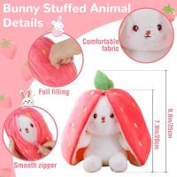 Peluche suave de 25 cm con forma de zanahoria y fresa, bonitos animales de peluche para esconder y buscar, conejo, juguetes para regalo de cumpleaños (rosa) - details 1