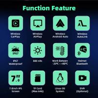 Pantalla De Navegación GPS Para Motocicleta 7 Pulgadas Con Wireless Carplay Y Android Auto IP67 Bluetooth DVR De Protección Contra Agua Para Casco - details 2