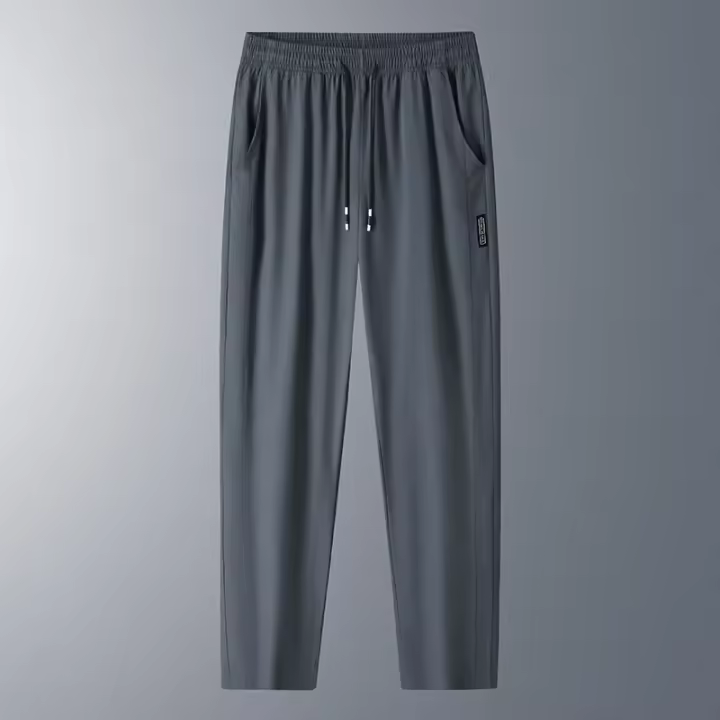 Pantalones De Verano Para Hombre Seda Helada Transpirables Casuales Delgados Secado Rápido Estilo Recto Cintura Elástica Deportivos Fitness - 1