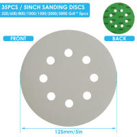 36Pcs Disco De Arena 5 Pulgadas Silicona Carburo Con Enchufe Y Lazo Papel De Arena 320/600/800/1000/1500/2000/3000 Grados Mixtos 8 Agujeros Seco Y Húmedo - details 2