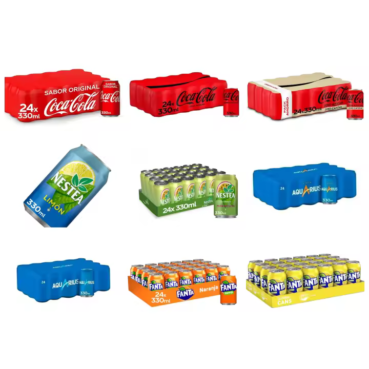 Coca Cola nacional original，Zero,zero zero,Nestea limon,maracuya,Fanta naranja,fanta limon,sprite Aquarius Naranja,Aquarius limon Sabor España nacional NO de importacion 330ml pack de 24u - 1