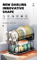 Estante De Secado De Platos De 2 Niveles Con Soporte Para Cucharas Y Cuchillos En Cocina Organizador De Contaherencia Metálico - details 0