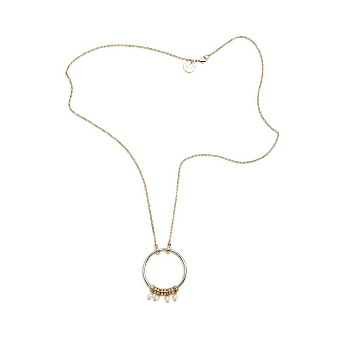 Collar Pertegaz colección Ronda cadena 92cm. mujer aro 50mm. motivos aros pequeños perlas sintéticas