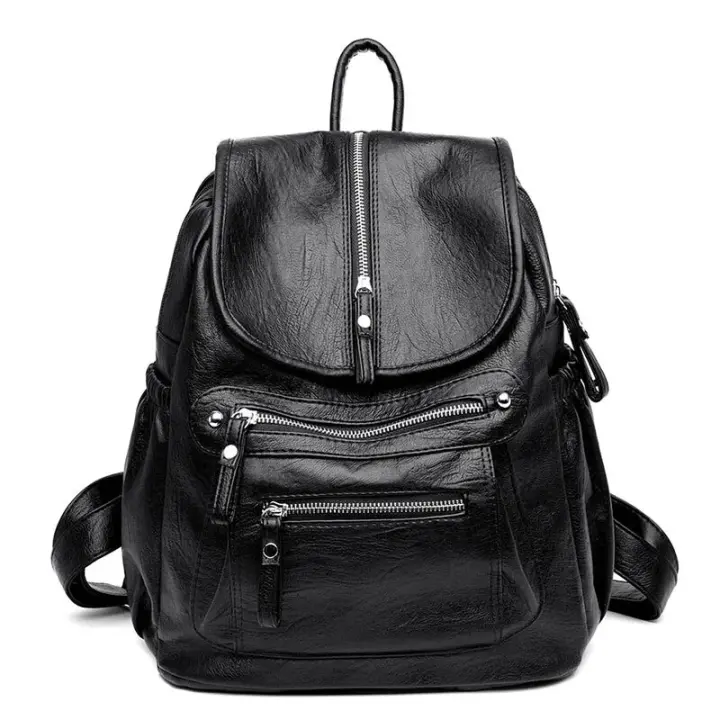 Mochila de cuero de alta calidad para mujer bolso de hombro femenino Vintage bolso de viaje para mujer Mochilas escolares para niñas - 1