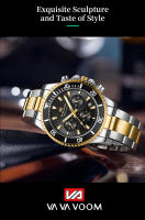 Reloj De Cuarzo Para Hombre Multifuncional Lujo Nocturno Resistente Al Agua Estilo Negocios Serie Reloj De Pulsera De Acero Inoxidable Moda Casual - details 1