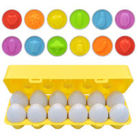 12Pcs Juego de huevos Plástica, Juguetes Niños 2 años, Puzzle Juegos de huevos colores Clasificación Juegos, Educativos Geométricos para Niños y Niños 1 2 3 años - details 0