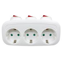 Enchufe Eléctrico Europeo Con Interruptor ON/OFF Montado En La Pared Adaptador De Extensión De 1 a 3 Maneras Estándar Alemana - details 0