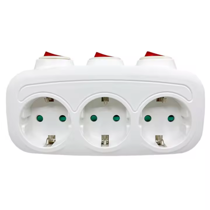 European Enchufe with interruptor, montaje en comparación, adaptador de extensión de 1 A 3 Vías, estándar Alemán - 1