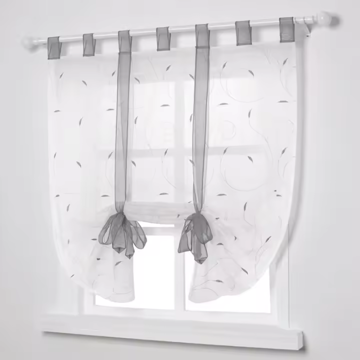Persianas Romanas Bordadas para Ventanas, Decoración Para Dormitorio, Balcón, Cocina, Gris, 80cmx140cm - 1