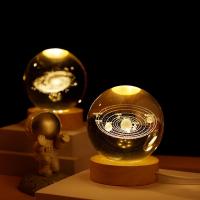 Lámpara De Noche De Cristal 3D Planetario Engravedo Por Láser Sistema Solar Decoración Para Escritorio Regalos De Festival Astronomía - details 0