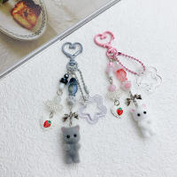 Llavero De Gato Lindo Con Estrella Y Patas De Cinco Puntos Lanyard Antipérdida Para Móvil Y Auriculares Colgante Para Mujer - details 0