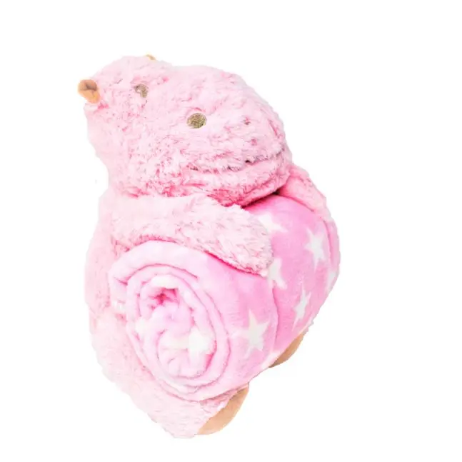 Gamberritos Manta y Peluche Hipopotamo Rosa Regalos para Bebes y Recien Nacidos Pack Muñeco y Manta Suave Ideal Regalo - 1