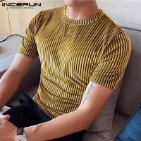 Camiseta Estilo Casual Para Hombres INCERUN Tees De Moda Con Cordón Cuello Redondo Estirable Tallas S-3XL Para Fiestas Y Mostrados - details 3