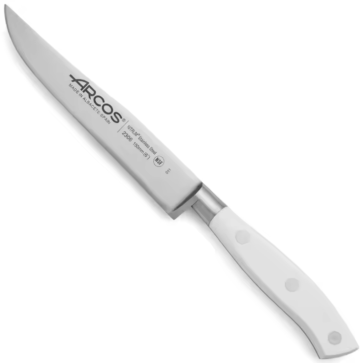 ARCOS Riviera Blanc - Cuchillo de Cocina (150 mm) - Hoja de Acero Inoxidable Forjado Nitrum® - Mango Blanco de Polioximetileno (POM) - 1