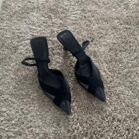 Sandalias De Verano Para Mujer Zapatos De Tacón Alto Con Punta Puntiaguda Slingback Elegantes Y Moda Hebilla En El Tobillo Microfibra Con Suela De Goma - details 12