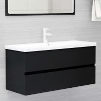 vidaXL Armario para lavabo contrachapada 100x38,5x45 cm en color Gris hormigón/Roble ahumado/Marrón roble y más | almacenamiento funcional diseño moderno para baño dormitorio sala - details 4