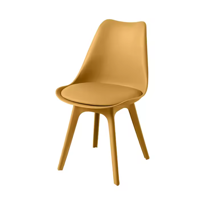 ORION91 Silla BOREAL Asiento Acolchado Piel Sintética y Patas Color Mostaza 48x43x82cm Comedor Oficina Salón Teletrabajo Cocina - SpazioLuzio - 1