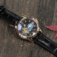 Reloj Mecánico Automático Para Hombre 1 Pieza De Moda Skeleton Con Dial Estrellado Luminoso Fase Del Día Correa Negra Artificial Casual Negocios Reloj De Lujo Top Marca Sin Batería - details 3