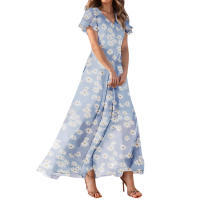 Vestido Largo Elegante Con Cuello En V Para Mujer Traje De Boda De Noche Fiesta Vestido De Fiesta Manga Corta Adecuado Para Primavera Verano Otoño - details 5