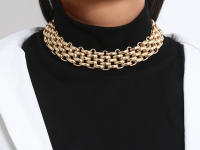 Collar Gargantilla PuRui Punk Chunky Cadena Para Mujer Estilo Hip Hop Color Oro Metálico Collar De Capa Superpuesta Joyería Moda - details 3