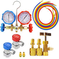 Juego de manómetros de diagnóstico de CA de 3 Vías para carga de freón, herramientas de calibre de colector de refrigeración, R32, R410a, R404A, R134a - details 0