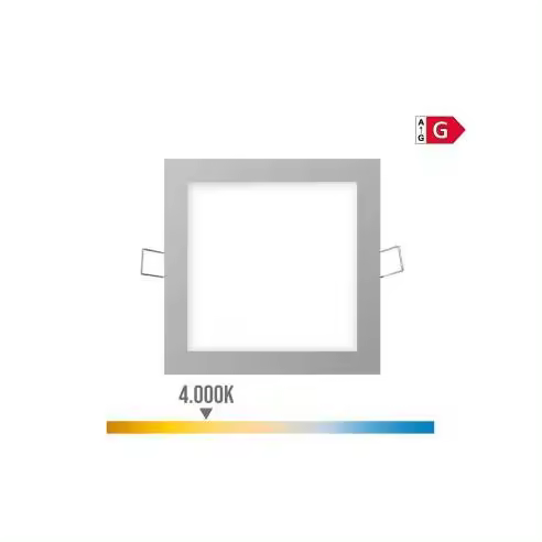 EDM Mini Downlight LED Empotrable Cuadrado 6W 4000K Luz Día Cromo 11,7x11,7cm - EDM - 31608  Iluminación Interior Downlights - 1