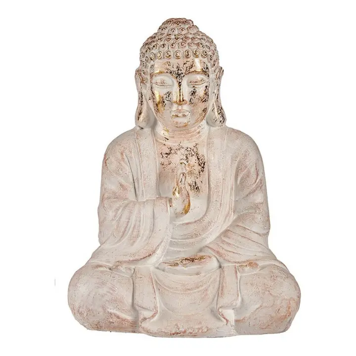 Figura Decorativa para Jardín Ibergarden CC20412 Blanco Dorado Poliresina 23,5 x 49 x 36 cm Buda - 1