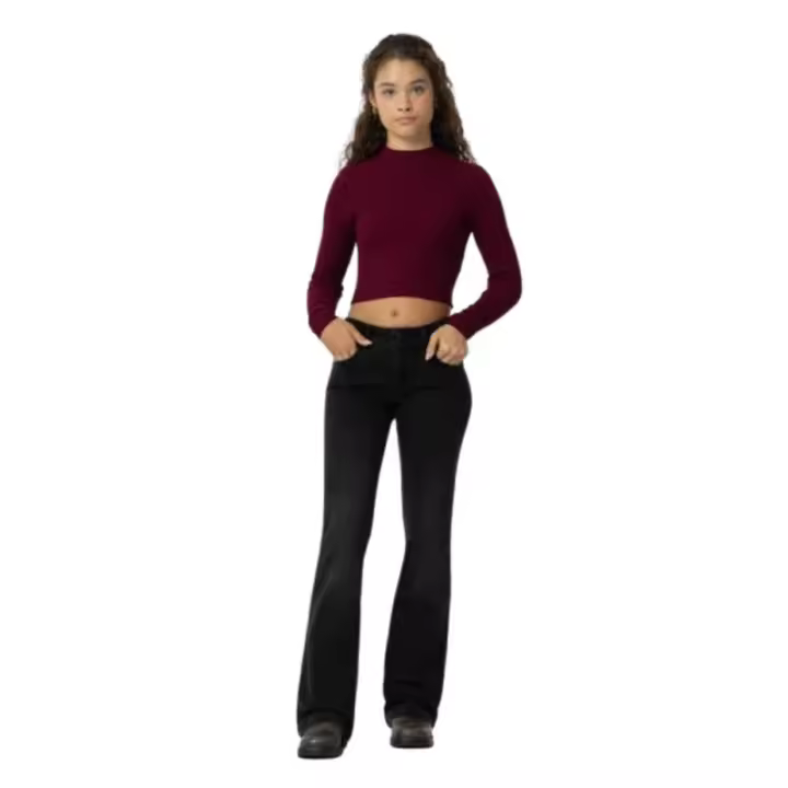 TIFFOSI - Jeans Flare para Niña - Negro - Tiro Bajo con Cremallera y Botones - 1
