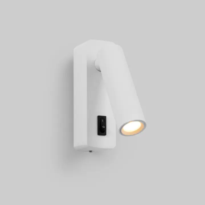 ALPINALUZ Aplique LED 2W 3000K orientable para cabecera, fabricado en aluminio blanco con interruptor de botón "PISA" montaje en superficie. - 1
