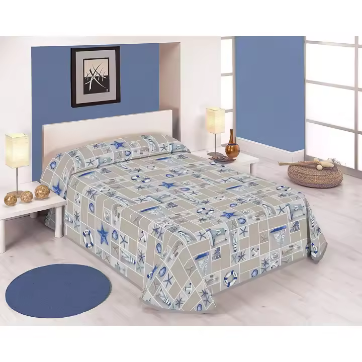 SABANALIA - Colcha estampada Tarifa (Disponible en varios tamaños) | Colcha ideal para primavera y verano | Producto ligero y decorativo - 1
