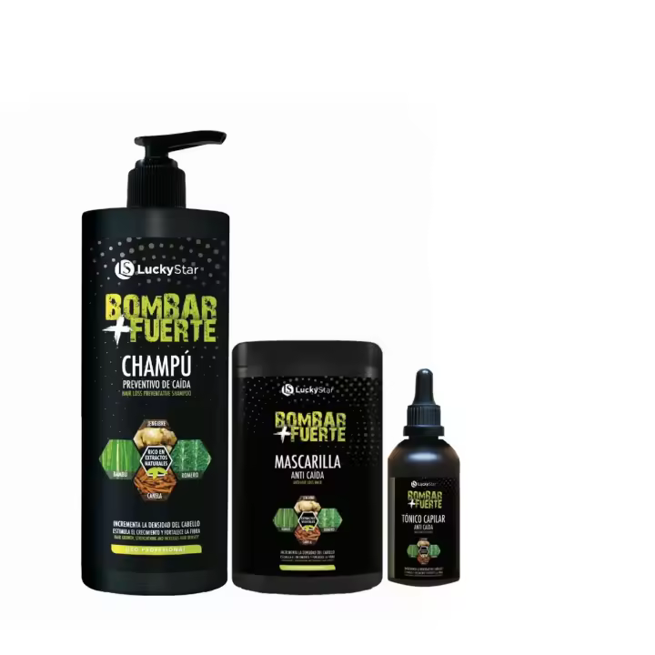 PACK PROMOCION BOMBAR FUERTE,INCREMENTA LA DENSIDAD DEL CABELLO ESTIMULA EL CRECIMIENTO Y FORTALECE LA FIBRA ,CHAMPU 1000 ML , MASCARILLA 1000 ML, TONICO 100 ML. - 1