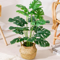 Planta Artificial De Monstera Grande 70cm Con 18 Hojas De Palma Falsa Para Decoración De Jardín Y Habitaciones Material Plástico Verde - details 1