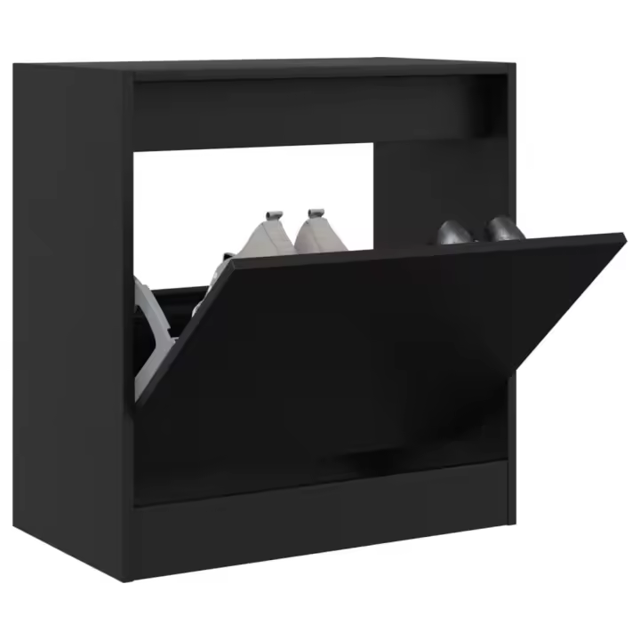 vidaXL Zapatero de madera de ingeniería negro 60x34x63,5 cm - 1