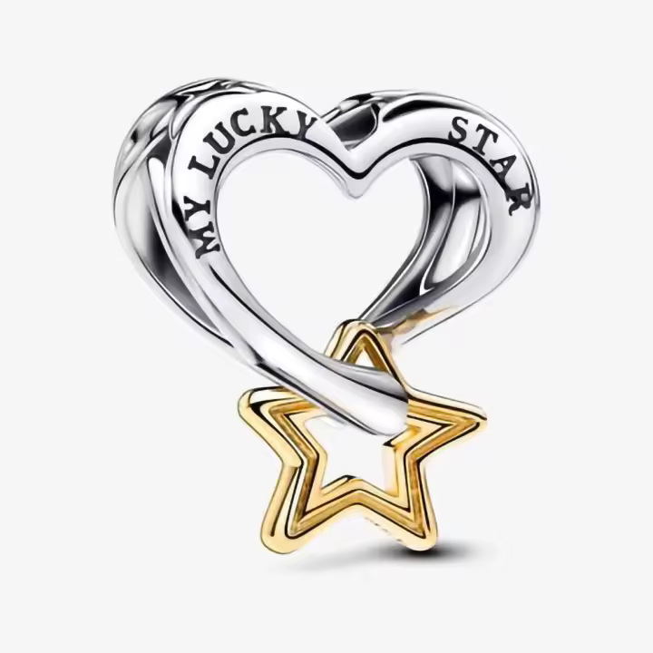 Pandora Charm de Colgante en Plata DE LA Estrella y Corazón DE LA Sierte 763513 C00,Incluye Caja Original - 1