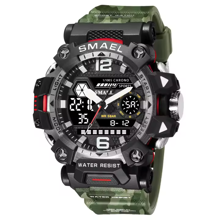 Reloj Deportivo SMAEL 50m Impermeable Digital 8072 Reloj De Pulsera Dual Tiempo LED Para Hombres Resistente Al Choque Con Pantalla LED Y Alarmas - 1