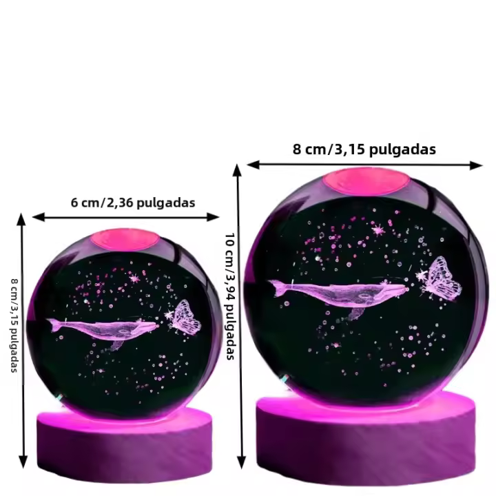 Lámpara De Noche De Cristal Con Grabado Láser 3D De Mariposa Y Ballena Decoración Moderna Policiosa Regalo De Navidad - 1