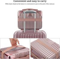 Estuche de viaje para maquillaje, Bolsa organizadora de cosméticos carcasa rígida con banda elástica, color Dorado y Rosa - details 1