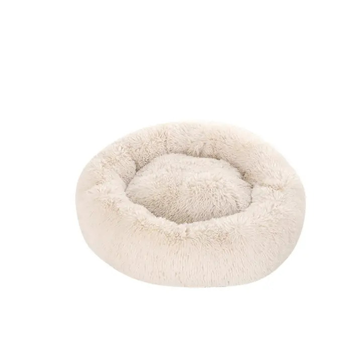 Cama de perro calmante para perros grandes Donut lavable Cama grande para mascotas Anti ansiedad ronda mullida felpa Faux piel perro cama - 1