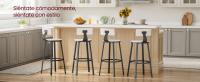 VASAGLE Taburete Alto, Juego de 2, Taburetes Altos de Cocina, con Respaldo, Estructura de Acero, Asiento de 73 cm de Altura, Fácil Montaje, Estilo Industrial, Marrón Rústico y Negro/Blanco Rústico y Negro/Negro Ébano - details 1