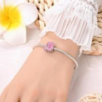 925 Plata Esterlina Romántica Rosa 26 Letras DIY Encantos Bolas Adecuadas Para Pulseras Pandora Joyería Fina Regalo De Cumpleaños - details 8