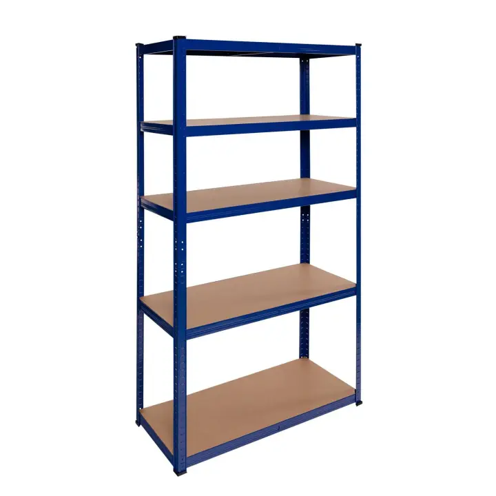 Ociodual Estantería Metálica Essential Azul, Ideal para Hogar, Garaje, Cocina, Oficina, Multiusos, Almacenamiento Divisible, Sin Tornillos, 875kg, 5 Baldas MDF, 180 x 90 x 40cm - 1