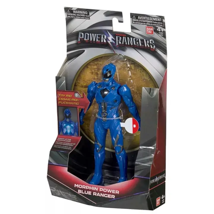BANDAI - Power Rangers - Ranger Azul Poder Morphin - Figura Articulada - De Plástico - Mide 18cm - Con Efectos de Luz - Para Mayores de 4 años - 1