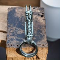 Llavero De Acero Inoxidable Con 3 Haces De Bolas De Acero Y Bambú Mate Estilo Mecánico Para Hombres Regalo Para Exterior - details 4