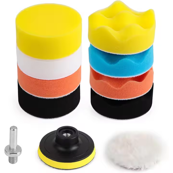 Kit de 11 almohadillas de pulido de 80 mm para pulir con broca M10, almohadillas de pulido de lana para pulir, esmerilar y encerar automóviles - 1