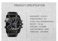 Reloj De Pulsera Para Hombre Oulm Tamaño Grande Con Correa De Cuero Deporte Al Aire Libre Múltiples Zonas Reloj Casual - details 7