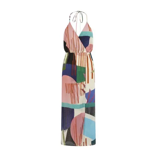 NAF NAF Vestido largo multicolor atado al cuello - 1