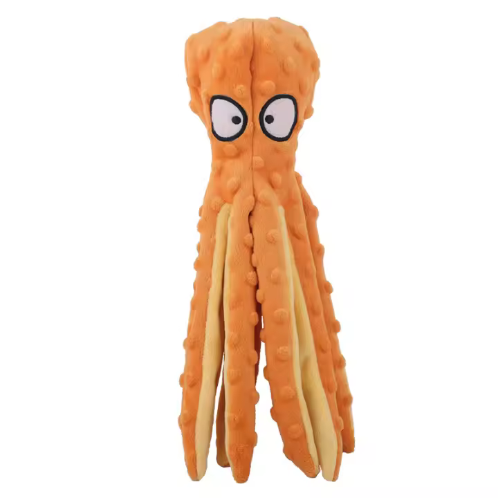Juguete De Peluche Para Perros Octopus Con Voz Y Carcasa Juguete De Masticar Interactivo Para Limpieza De Dientes Resistente Al Masticar Para Mascotas - 1