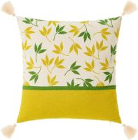 STARLEY-Set de 2 Cojines de Hojas Amarillo y Verde de algodón Natural de 45x45 cm con Relleno - details 2