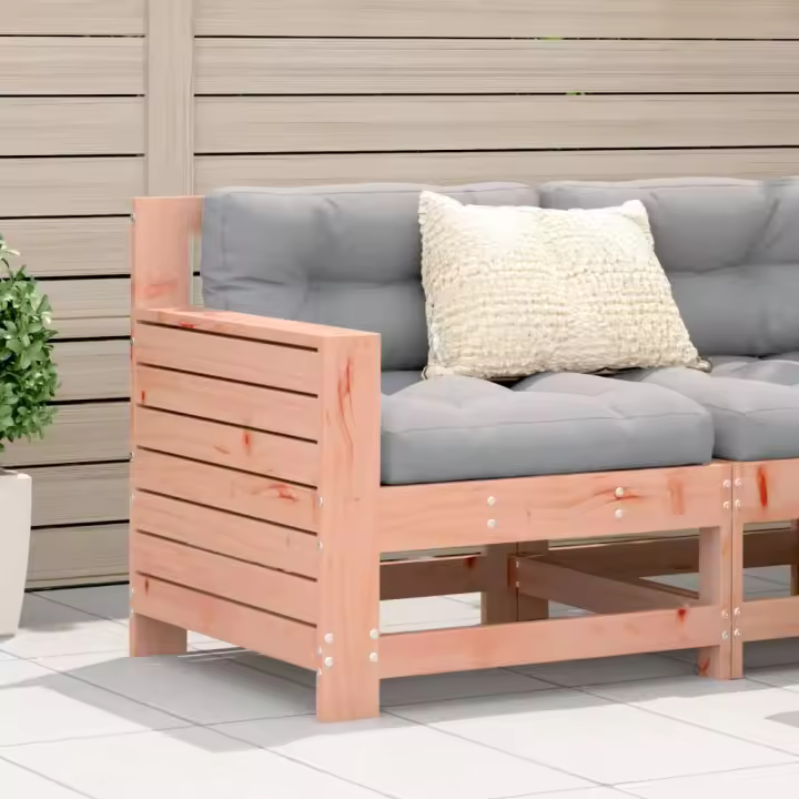 Sofá de jardín con reposabrazos y cojín madera maciza Douglas - 1